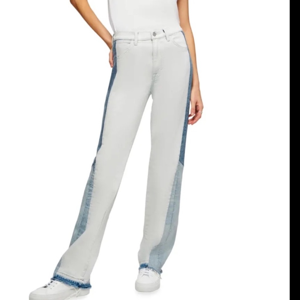 NWT 7 For All Mankind Patchwork‎ Jeans 29 Raw Hem Straight Festival Boho 33”